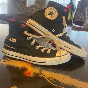 Converse Black High Top Sneakers with Red Lining